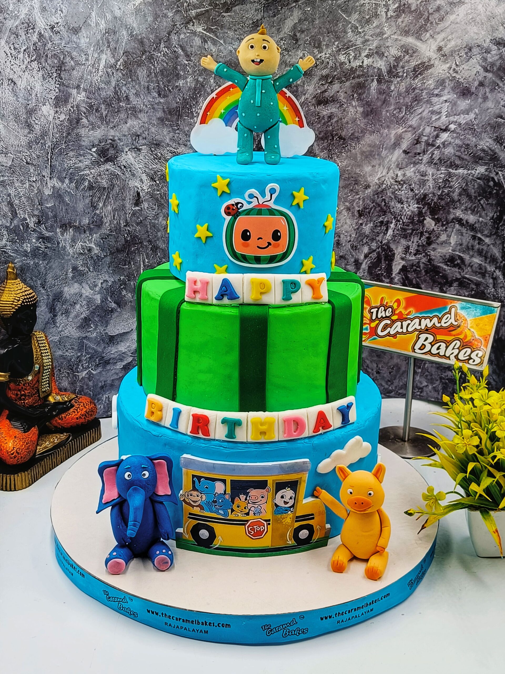3Tier Cocomelon Theme cake1