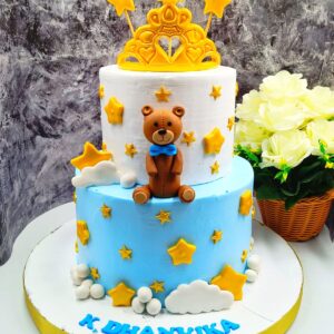 2Tier Teddy Crown Cake1