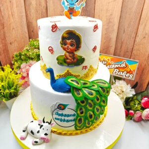 2Tier Little krishna theme cake2