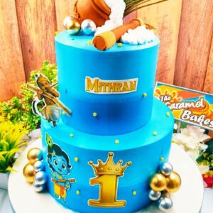 2Tier Little krishna theme cake1