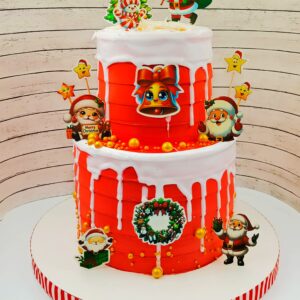 2 Tier Christmas Theme Cake1