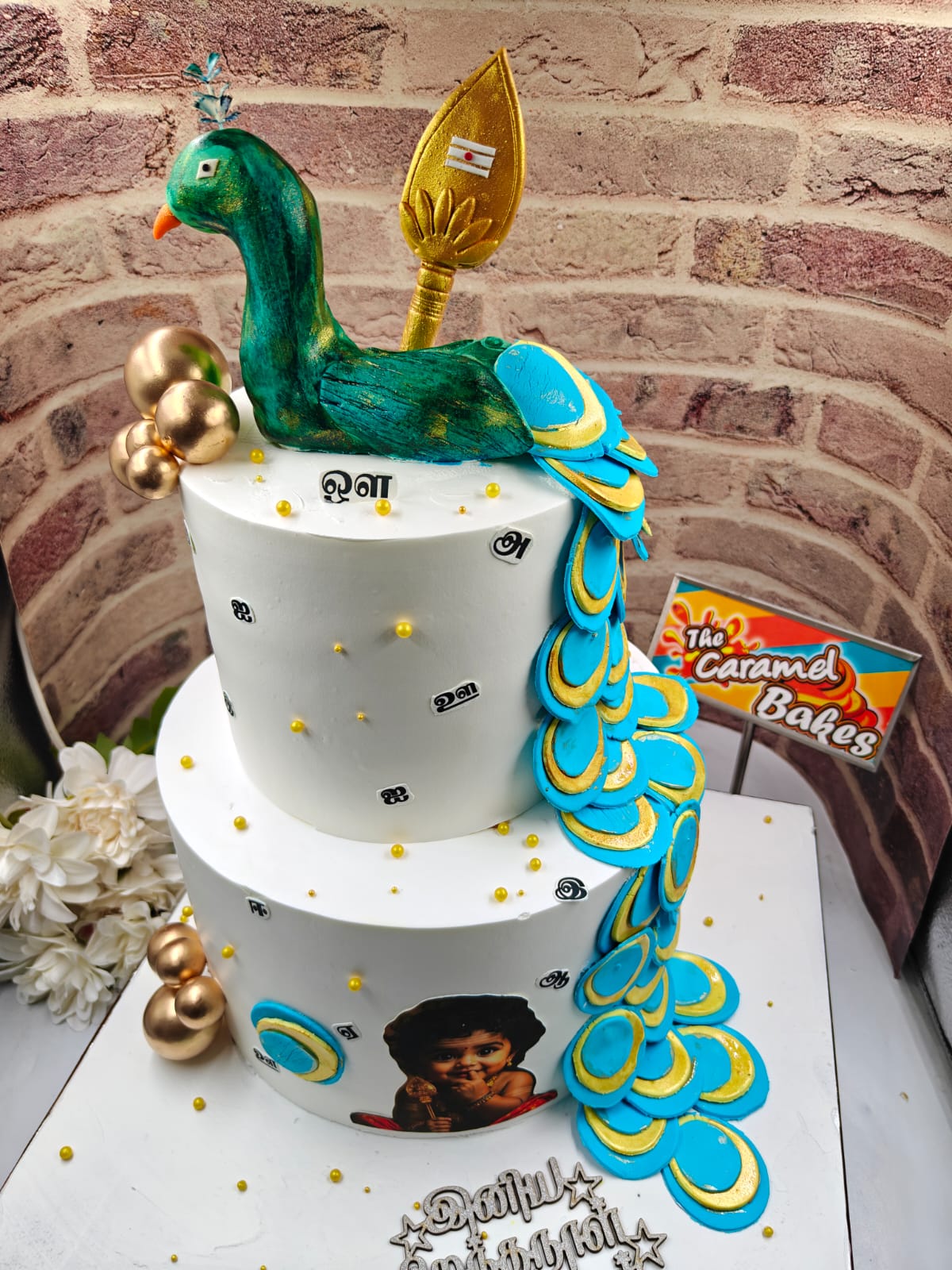 2Tier Little murugan theme cake5