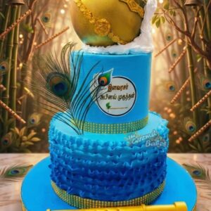 2Tier Little Krishna flute cake1