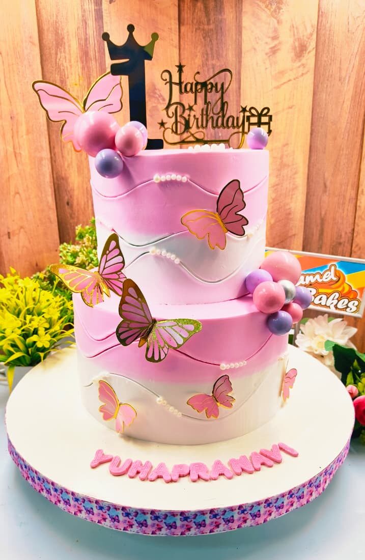 2Tier First birthday cake11