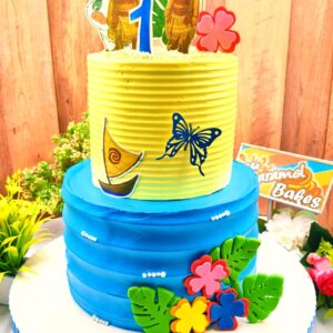 2Tier Girl Baby Moana Theme cake1