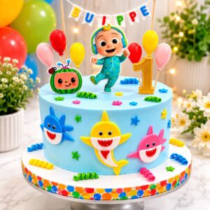 Cocomelon baby shark cake13