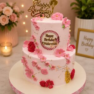 2Tier Floral theme cake1