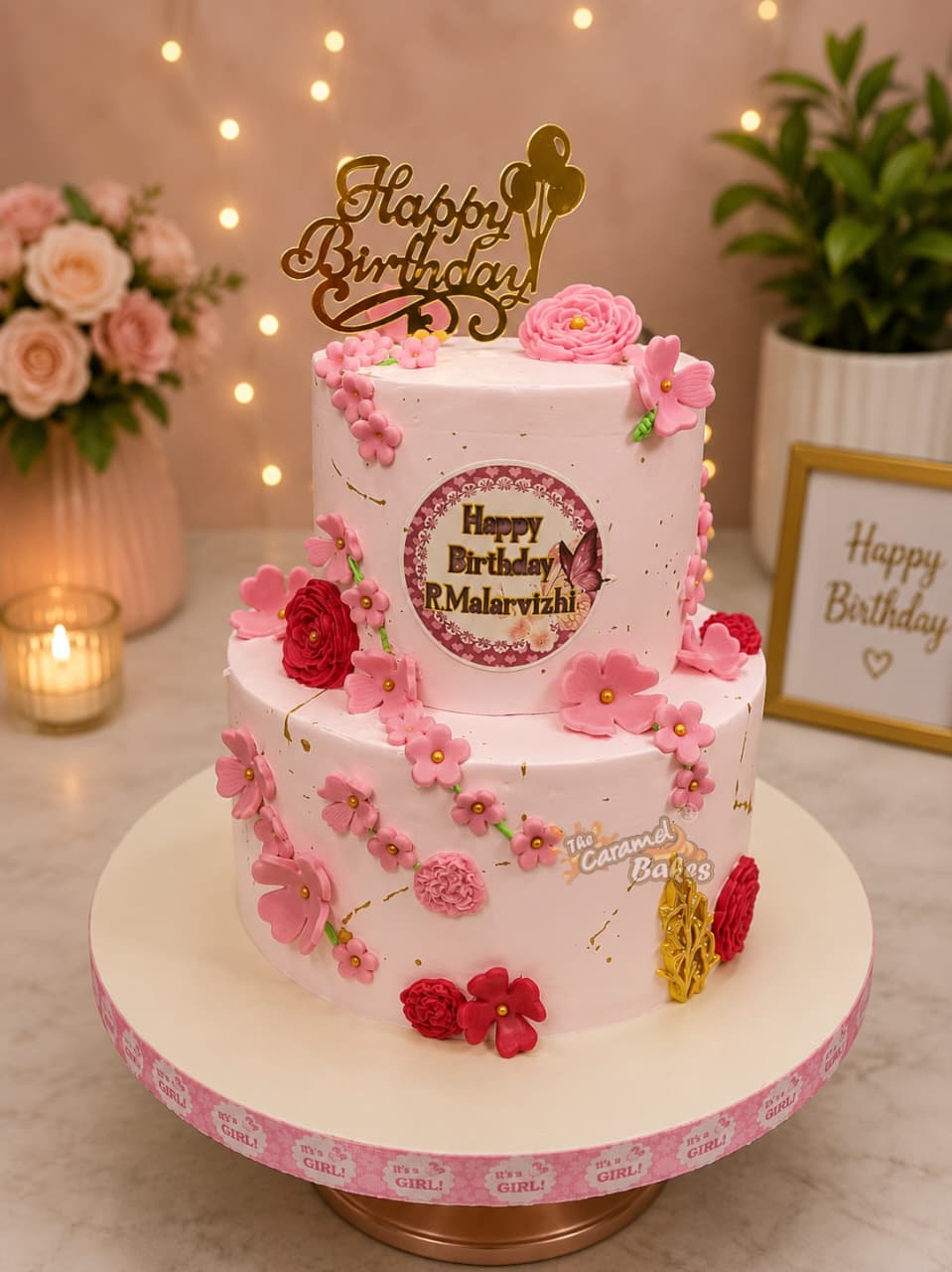 2Tier Floral theme cake1