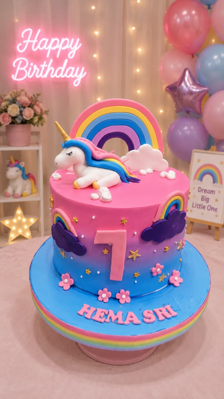 Unicorn theme cake9
