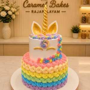 2Tier Unicorn theme cake5