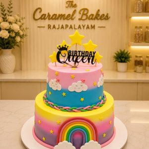 2Tier Rainbow cake1