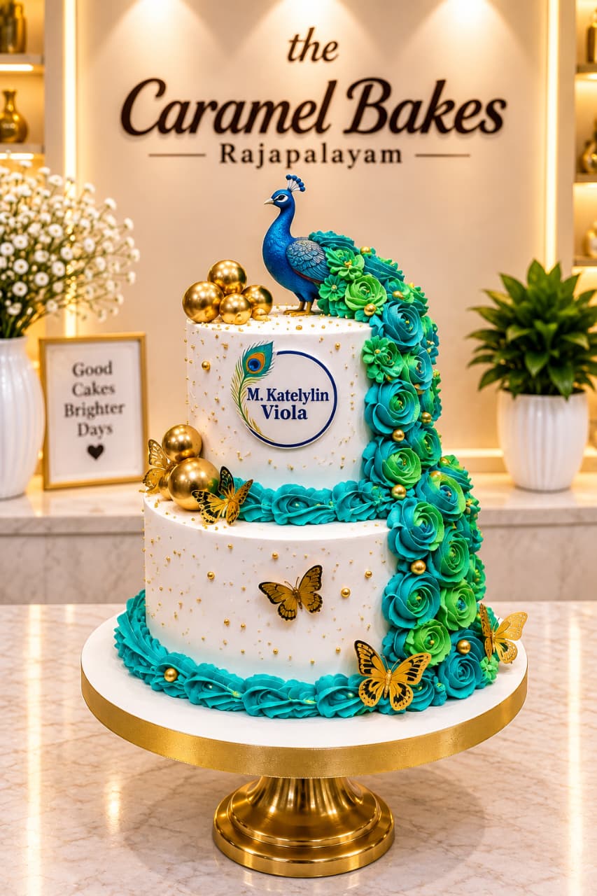 2Tier Peacock theme cake4