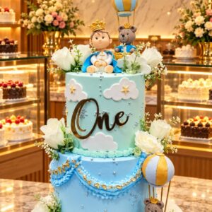 2Tier Teddy Prince theme cake18